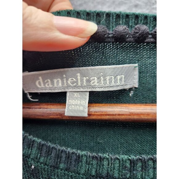 Daniel Rainn Green Floral Print Sweater XL Viscose/Nylon Blend - Picture 2 of 4